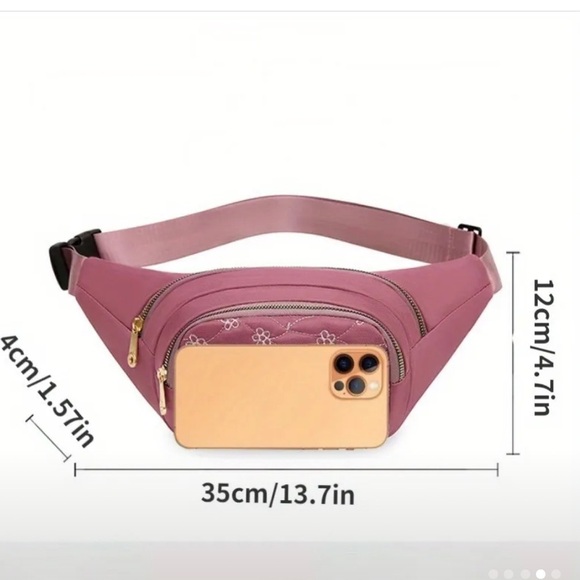 Floral Embroidery Waist Bag Fabric - Pink - Picture 2 of 9